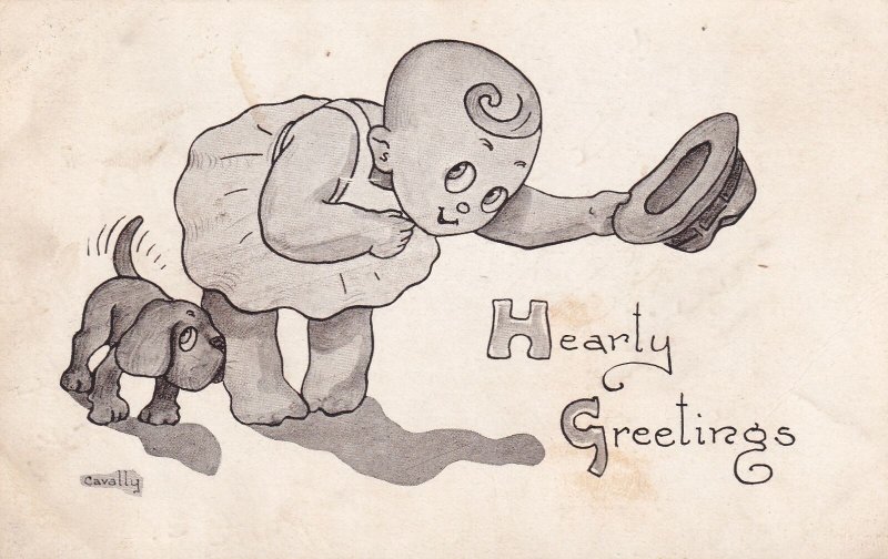 Hearty Greetings Cavally Kids Series 1913 to Centerville KS Postcard B34