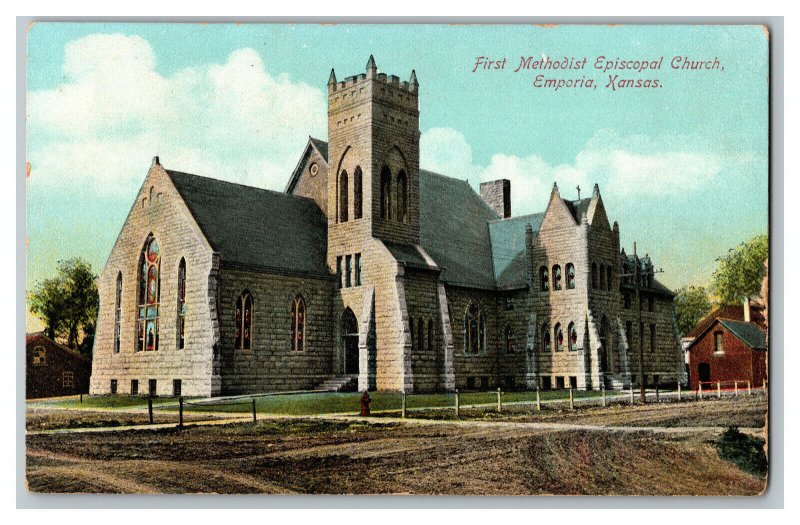Postcard First Methodist Episcopal Church Emporia KS Vintage Standard View Card 