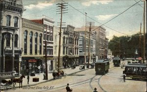 Glens Falls New York NY Glen Street Trolleys Streetcars c1910 Vintage Postcard