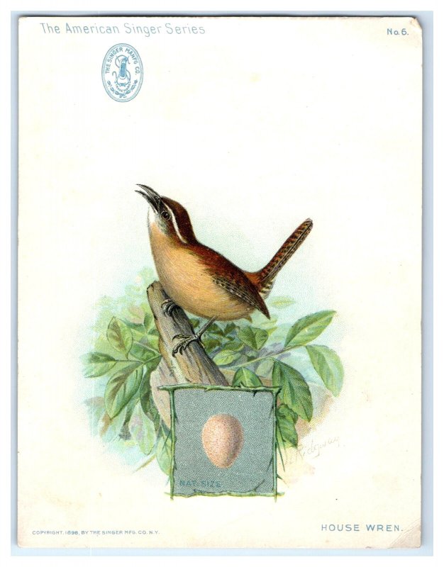 1898 Singer Sewing Machine The American Singer Series House Wren & Egg N0.6 &E