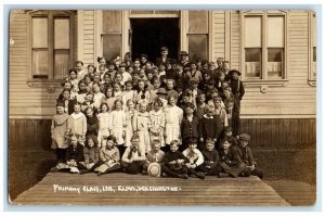 1914 Primary School Class Students Children Elma WA RPPC Photo Postcard