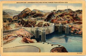 Aerial View Postcard Boulder Dam Colorado River Arizona