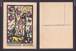 Postcard AUSTRIA, Happy Easter, Blittersdorff Baby with flowers