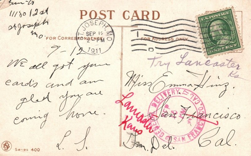 Vintage Postcard 1911 Will Look For You Little Girl Back View Holding Her Doll