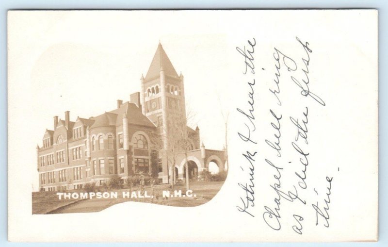 2 RPPC Postcards DURHAM, NH ~ Thompson Hall NEW HAMPSHIRE COLLEGE Nesmith Hall