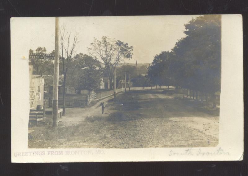 RPPC IRONTON MISSOURI STREET SCENE ARCADIA MO. GALVA KS REAL PHOTO POSTCARD