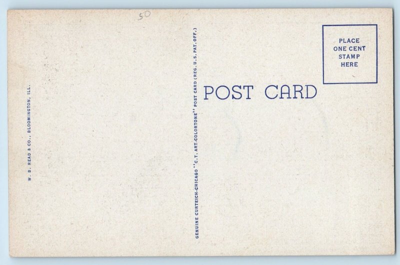 c1940's Aerial View Lake Bloomington Road Groves Bloomington Illinois Postcard