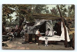 SOUTHERN CALIFORNIA ~ Mexican Outdoor Life CAMPING SCENE 1908 Newman Postcard