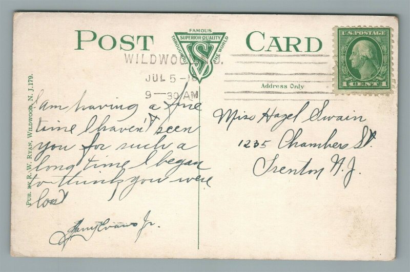 WILDWOOD NJ PACIFIC AVE. ANTIQUE POSTCARD 