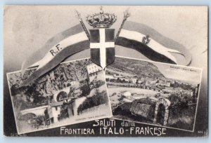 Italy Postcard Greetings from the Italian French Border 1910 Posted Antique