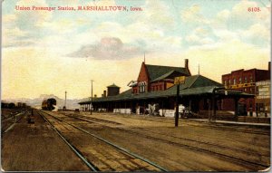 Vtg 1911 Union Passenger Station Train Depot Marshalltown Iowa IA Postcard