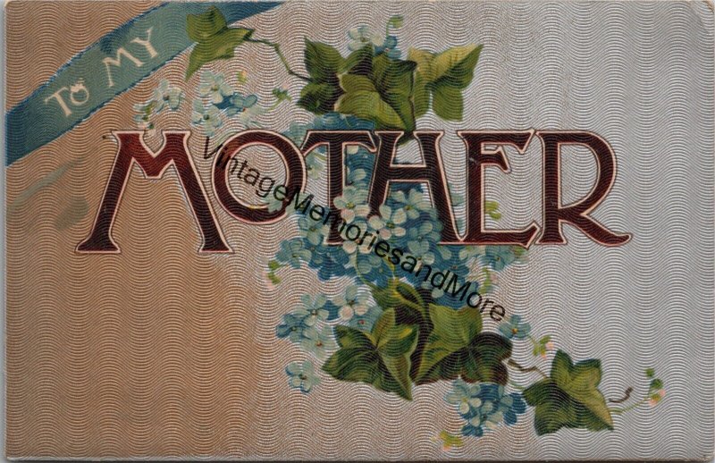 To My Mother Vintage Metallic Textured Postcard PC329