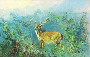 JUDAICA, Jewish New Year Greetings, Shana Tova, Animal, Deer Stag 1992