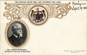 PC CPA US, EDWIN WARFIELD, GOVERNOR OF MARYLAND, VINTAGE POSTCARD (b16314)