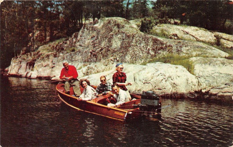 F53/ Kelleys Island Ohio Postcard 1958 Wood Boat Lake Erie Fishing