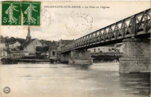 CPA CHAMPAGNE-sur-SEINE - Le Pont et l'Église (249631)