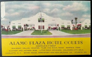 Vintage Postcard 1951 Alamo Plaza Hotel Courts Beaumont Dallas Houston Texas