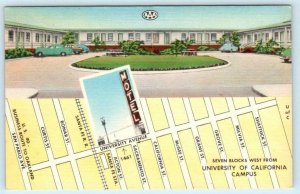BERKELEY, CA ~ Roadside CALIFORNIA MOTEL University Avenue c1940s Linen Postcard