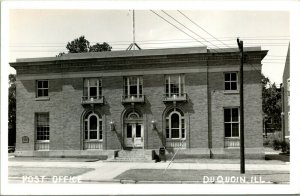 RPPC  DuQuoin Illinois IL Post Office Building Street View  UNP Postcard