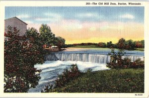 Postcard DAM SCENE Racine Wisconsin WI AI0566