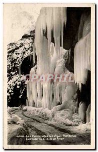 Old Postcard The beautiful Alpes Maritimes sites The road in winter Cians