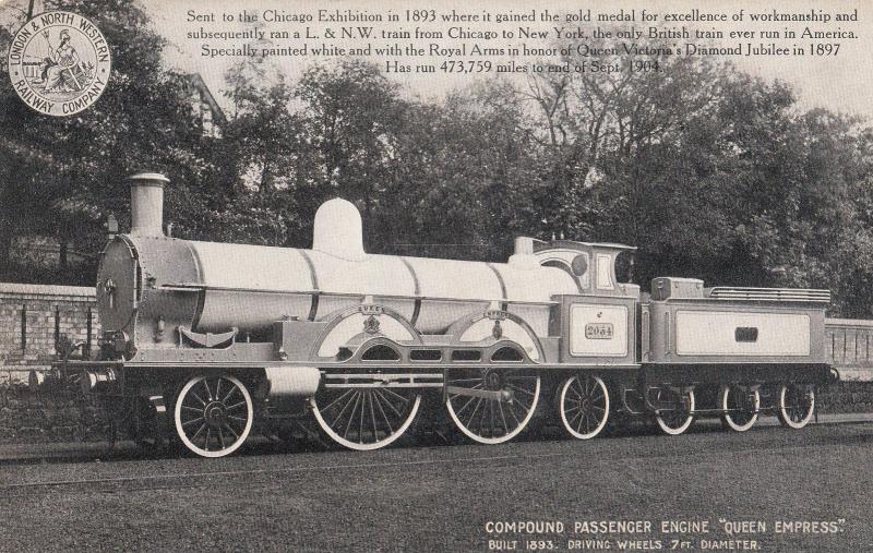 LNWR Compound Passenger Engine Queen Empress Train Old Postcard