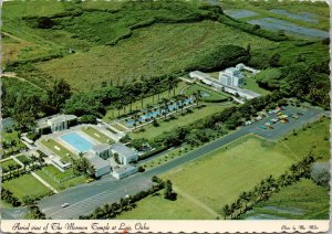 Aerial View of Beautiful Mormon Temple at Laie on Windward Oahu Postcard PC375