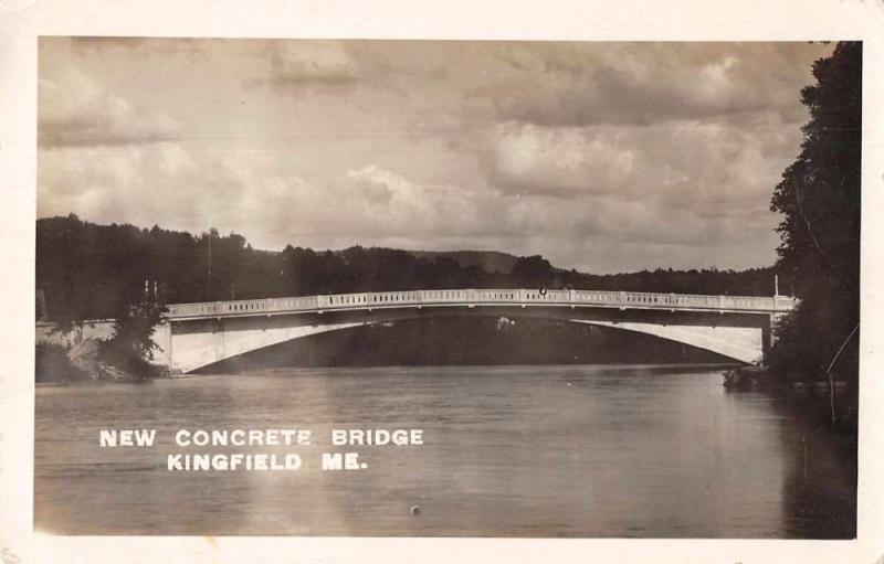 Kingfield Maine New Concrete Bridge Real Photo Antique Postcard J73093