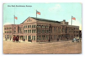 Postcard City Hall Hutchinson Kansas c1912 Postmark