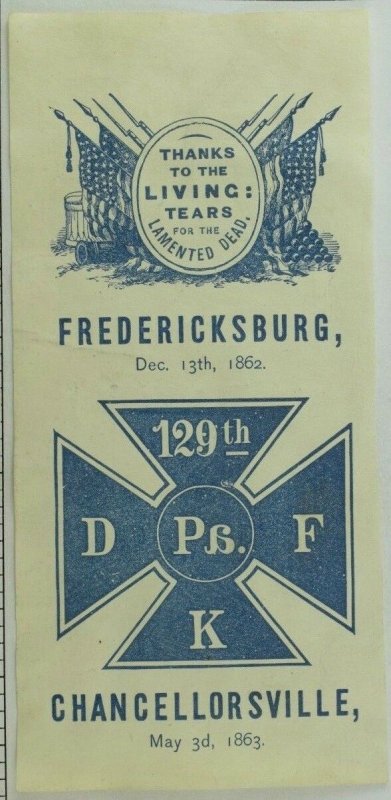 1860's Civil War Fredericksburg and Chancellorsville Card P113