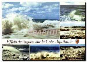 Postcard Modern Effects Waves on the Aquitaine Coast
