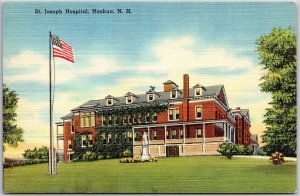 Saint Joseph Hospital Nashua New Hampshire NH Flagpole Grounds Postcard