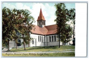 c1905 Houghton Memorial Chapel Entrance View Trees Wellesley College MA Postcard