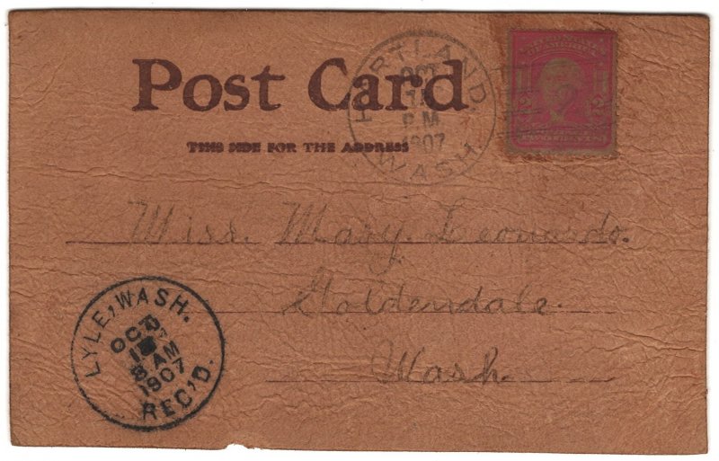 Leather, Tulip, The Dalles OR c1907 Vintage Postcard Y80