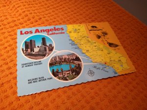1960's/70's Los Angeles, California Map View Continental Chrome Pos...