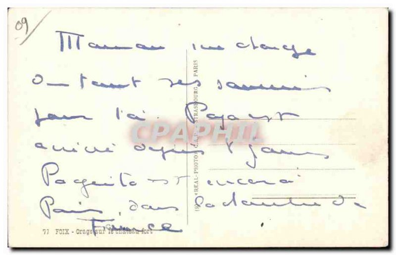 Postcard Old Foix Storm on the strong castle