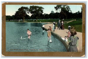 1910 Playing Pond South Park Fall River Massachusetts Vintage Souvenir Postcard