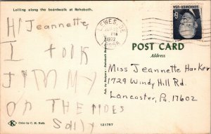 Postcard Greetings From Rehoboth DE Delaware 1972