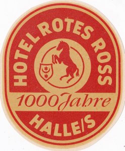 Germany Halle Hotel Rotes Ross Vintage Luggage Label sk2074