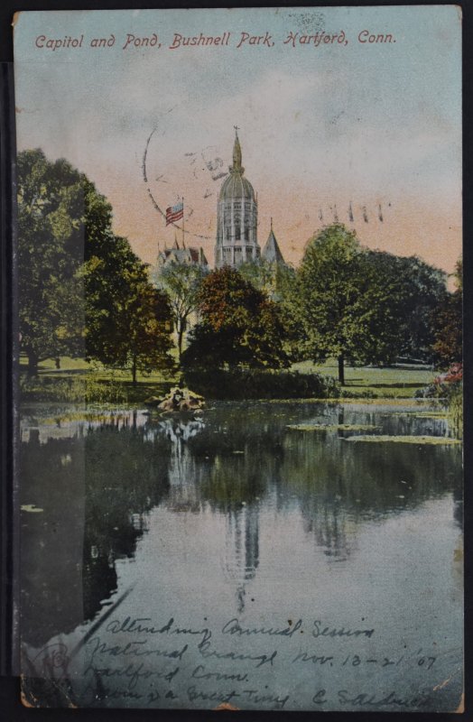 Hartford, CT - Capitol and Pond, Bushnell Park - 1907