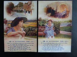 IN AN OLD FASHIONED TOWN (IOW Shanklin) - Bamforth Song Cards set of 2 No.5121