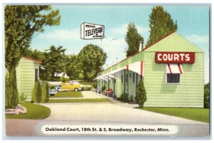 c1940 Oakland Court Broadway Exterior Classic Cars Rochester Minnesota Postcard