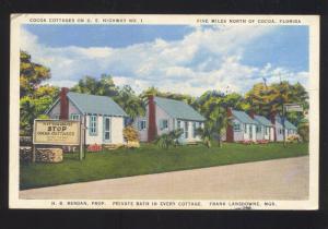 COCOA FLORIDA COCOA COTTAGES ROADSIDE MOTEL LINEN ADVERTISING POSTCARD