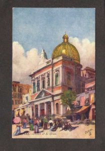 Italy Church of St Croce Naples Raphael Tuck's Tuck Postcard Oilette 737...