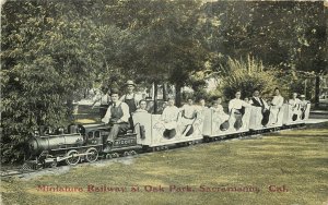 c1910 Postcard; Miniature Midget Railroad, Oak Park, Sacramento CA, Posted