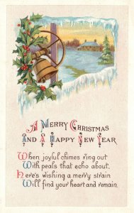 Vintage Postcard 1910's A Merry Christmas And A Happy New Year Greetings Bell