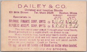 Dailey & Co Boston MA Milk Street 1922 Financial Advertising Postcard H82