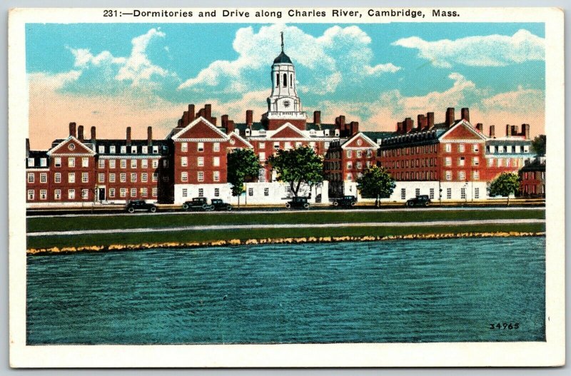 Dormitories and Drive Along Charles River Cambridge MA - Postcard