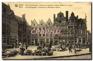 Old Postcard Ghent Place Ste Pharalide Walking Fish and former hospital St La...