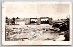 RPPC WI Radisson Dam Over Chippewa River Wisconsin Postcard G38
